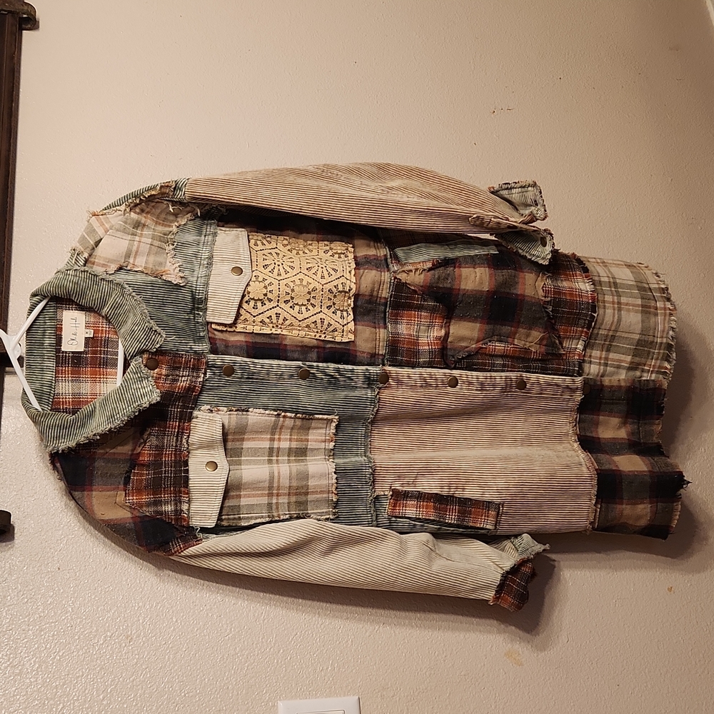 Oli & Hali Shacket - Size M, Corduroy,  lace , patchwork